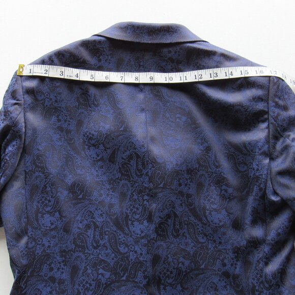 Egara Men's Navy Blue Jacquard Dinner Paisley Blazer Tuxedo Jackets Size 36 Reg. - Picture 9 of 11